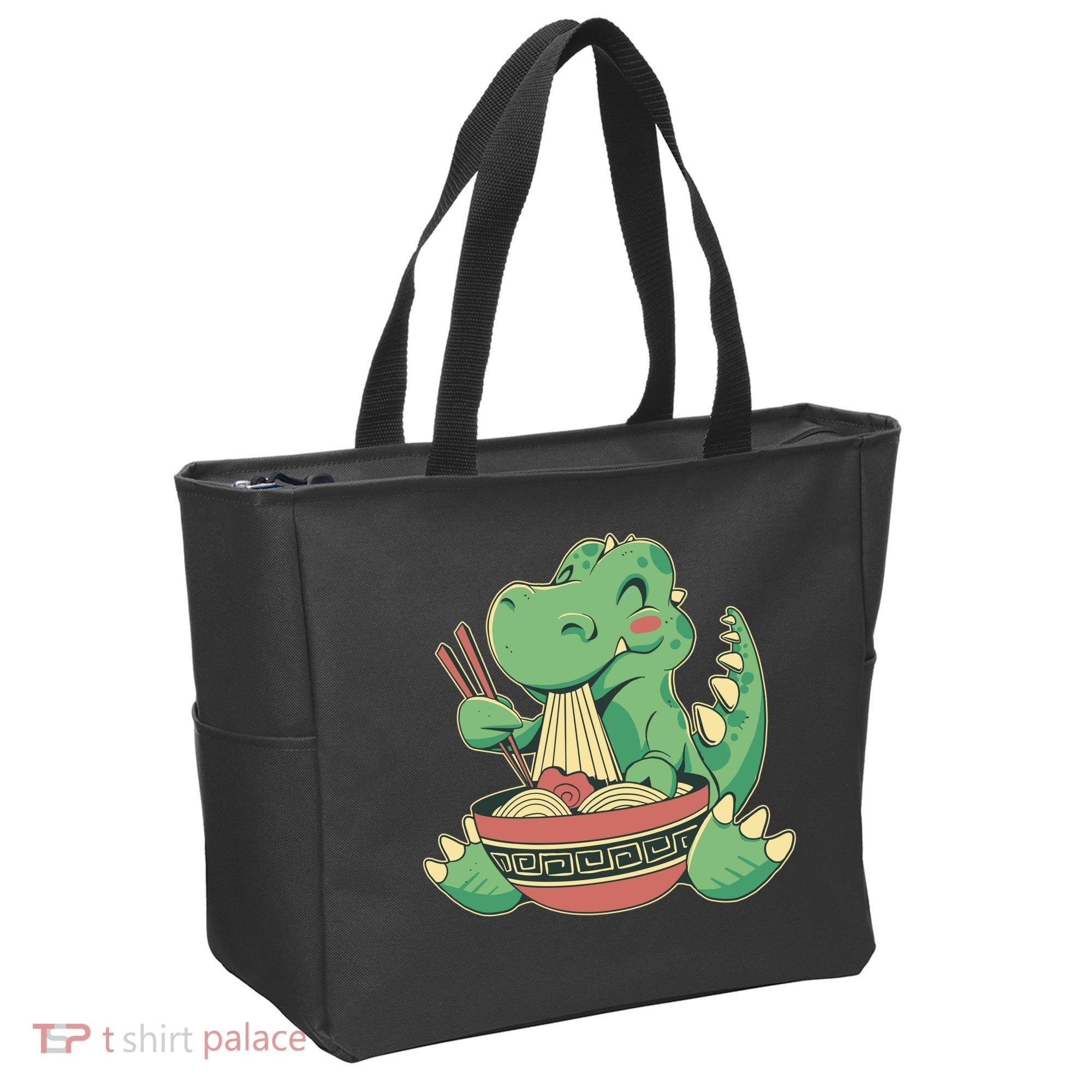 Baby Trex Eating Ramen Noodles Tote Bag