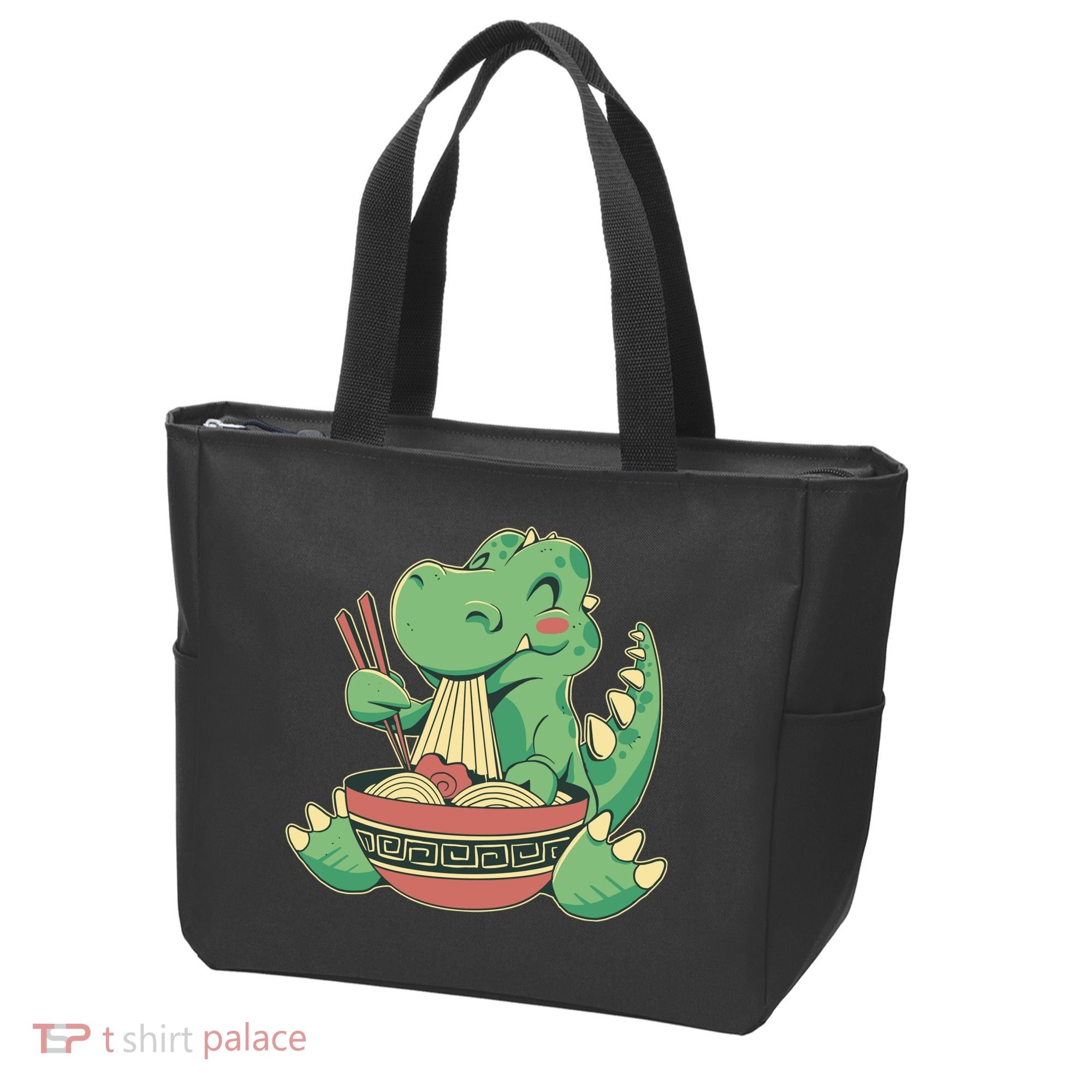 Baby Trex Eating Ramen Noodles Tote Bag