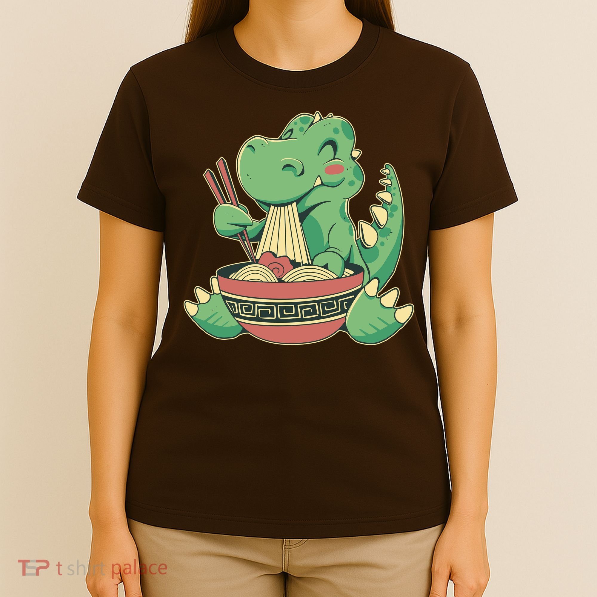 Baby Trex Eating Ramen Noodles T-Shirt
