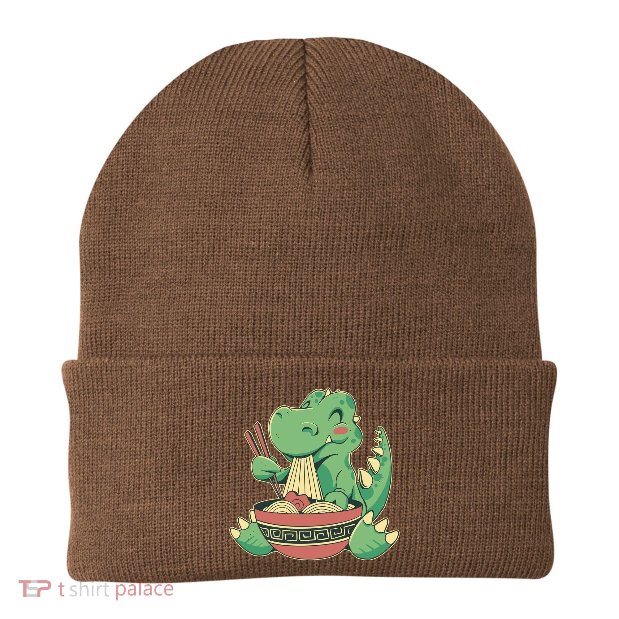 Baby Trex Eating Ramen Noodles Beanie