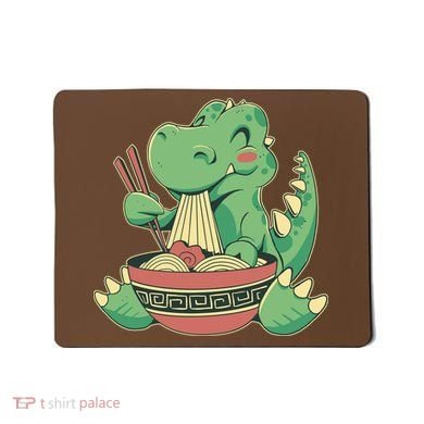 Baby Trex Eating Ramen Noodles Mousepad