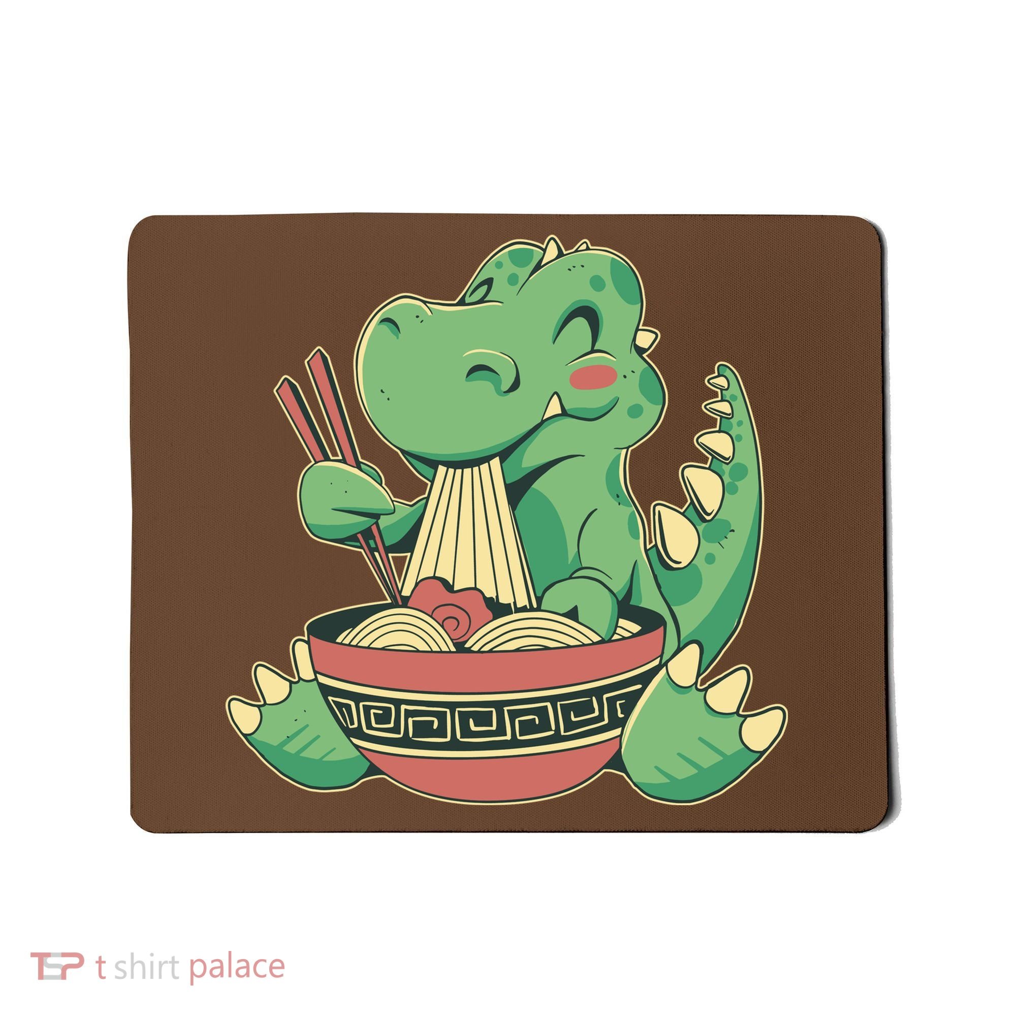 Baby Trex Eating Ramen Noodles Mousepad