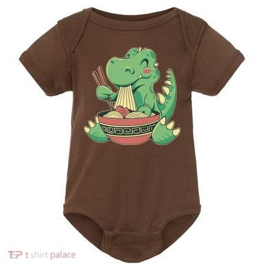 Baby Trex Eating Ramen Noodles Baby Bodysuit
