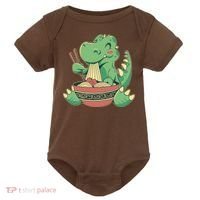 Baby Trex Eating Ramen Noodles Baby Bodysuit thumb 0