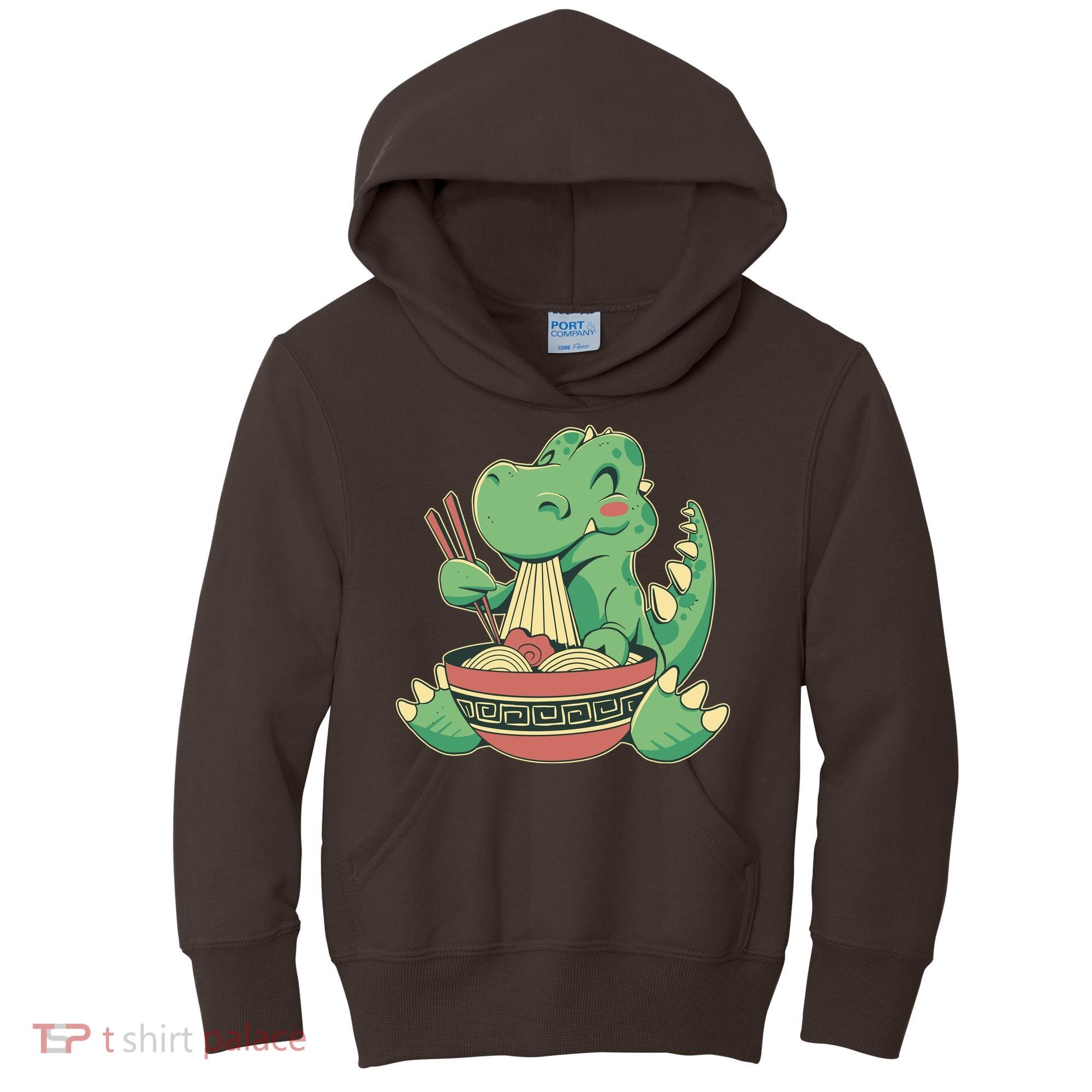 Baby Trex Eating Ramen Noodles Kids Hoodie