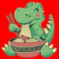 Baby Trex Eating Ramen Noodles Santa Hat thumb 1