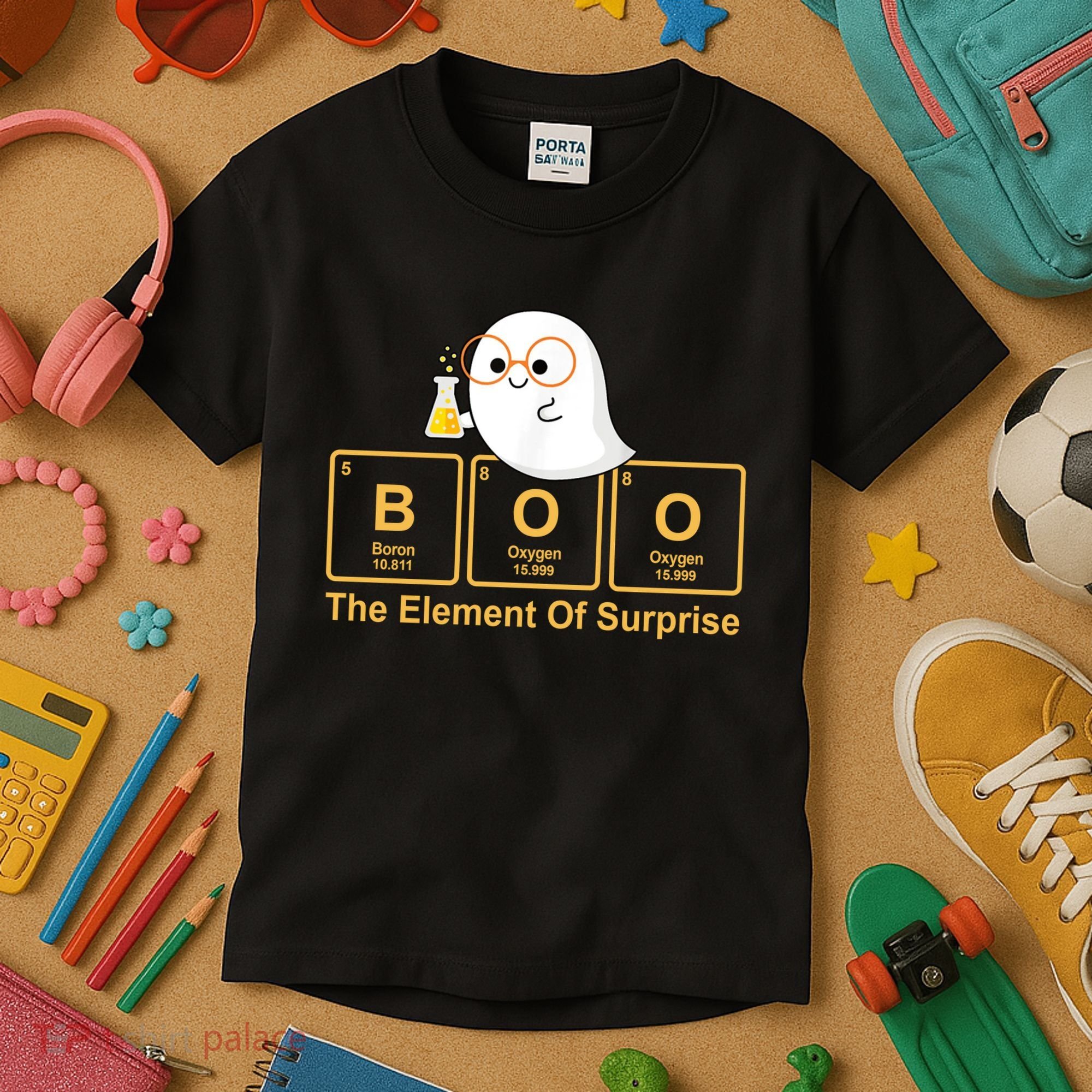 Boo The Element Of Surprise Ghost Chemist Halloween Kids T-Shirt