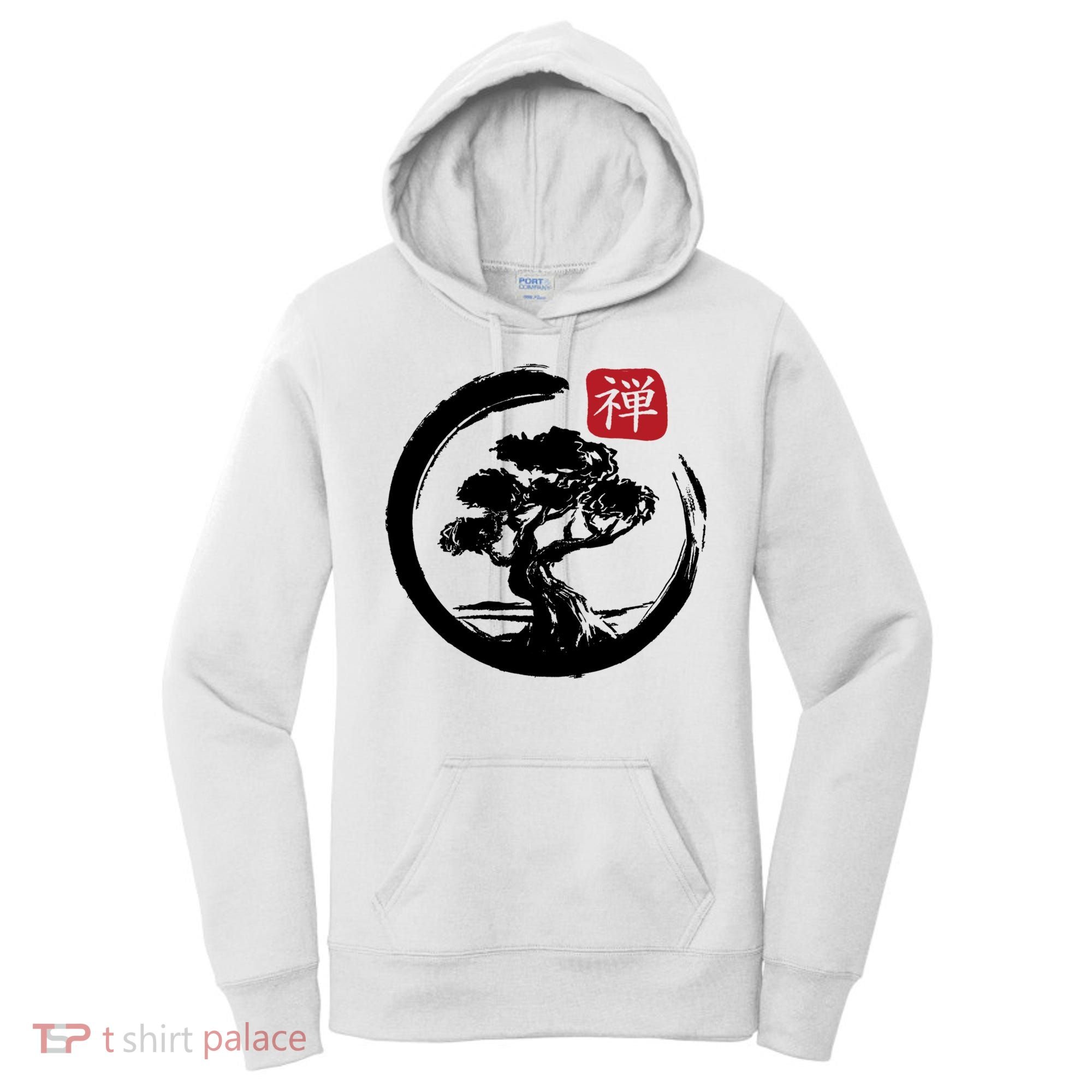 Bonsai Tree Enso Circle Japanese Zen Yoga Buddhism Aesthetic Meaningful Gift Women's Hoodie