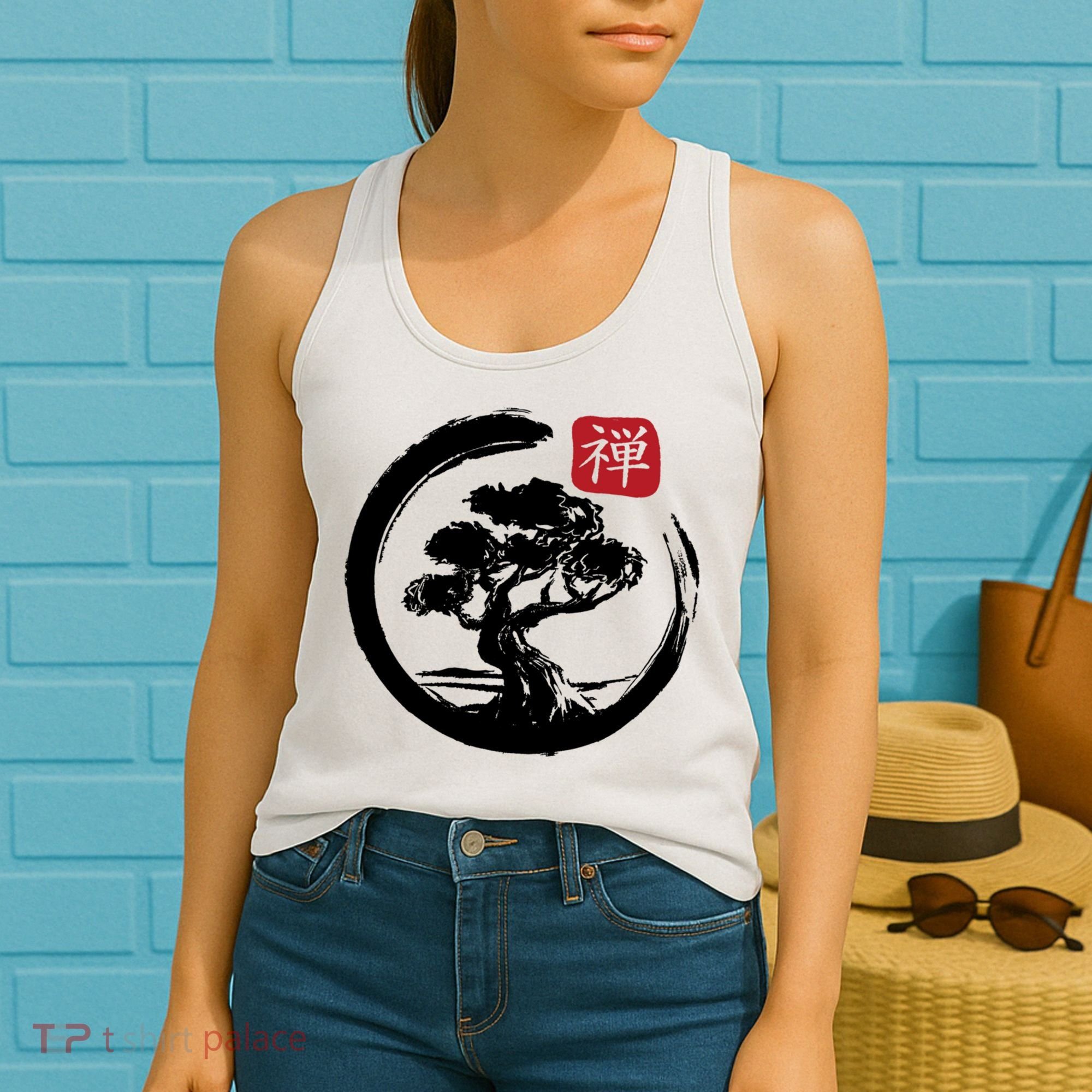 Bonsai Tree Enso Circle Japanese Zen Yoga Buddhism Aesthetic Meaningful Gift Women's Tank Top