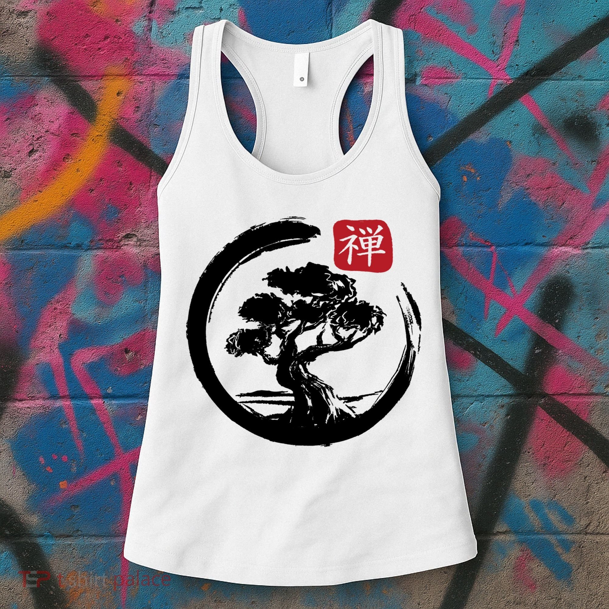 Bonsai Tree Enso Circle Japanese Zen Yoga Buddhism Aesthetic Meaningful Gift Women's Tank Top