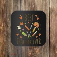 Best Teacher Ever Heart Gift Coaster thumb 0