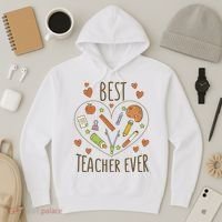 Best Teacher Ever Heart Gift Hoodie thumb 3