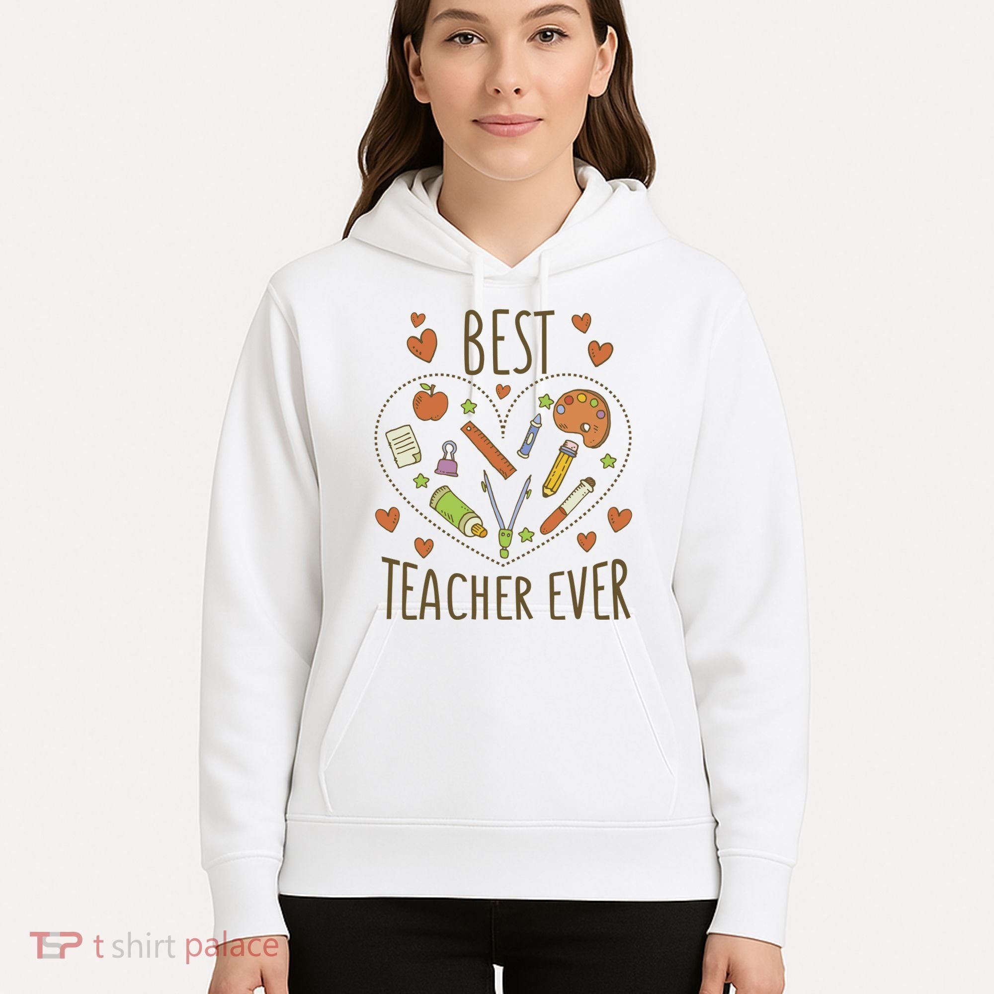 Best Teacher Ever Heart Gift Hoodie
