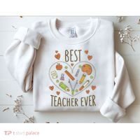 Best Teacher Ever Heart Gift Sweatshirt thumb 2