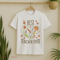 Best Teacher Ever Heart Gift T-Shirt thumb 2