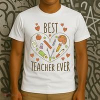 Best Teacher Ever Heart Gift T-Shirt thumb 3