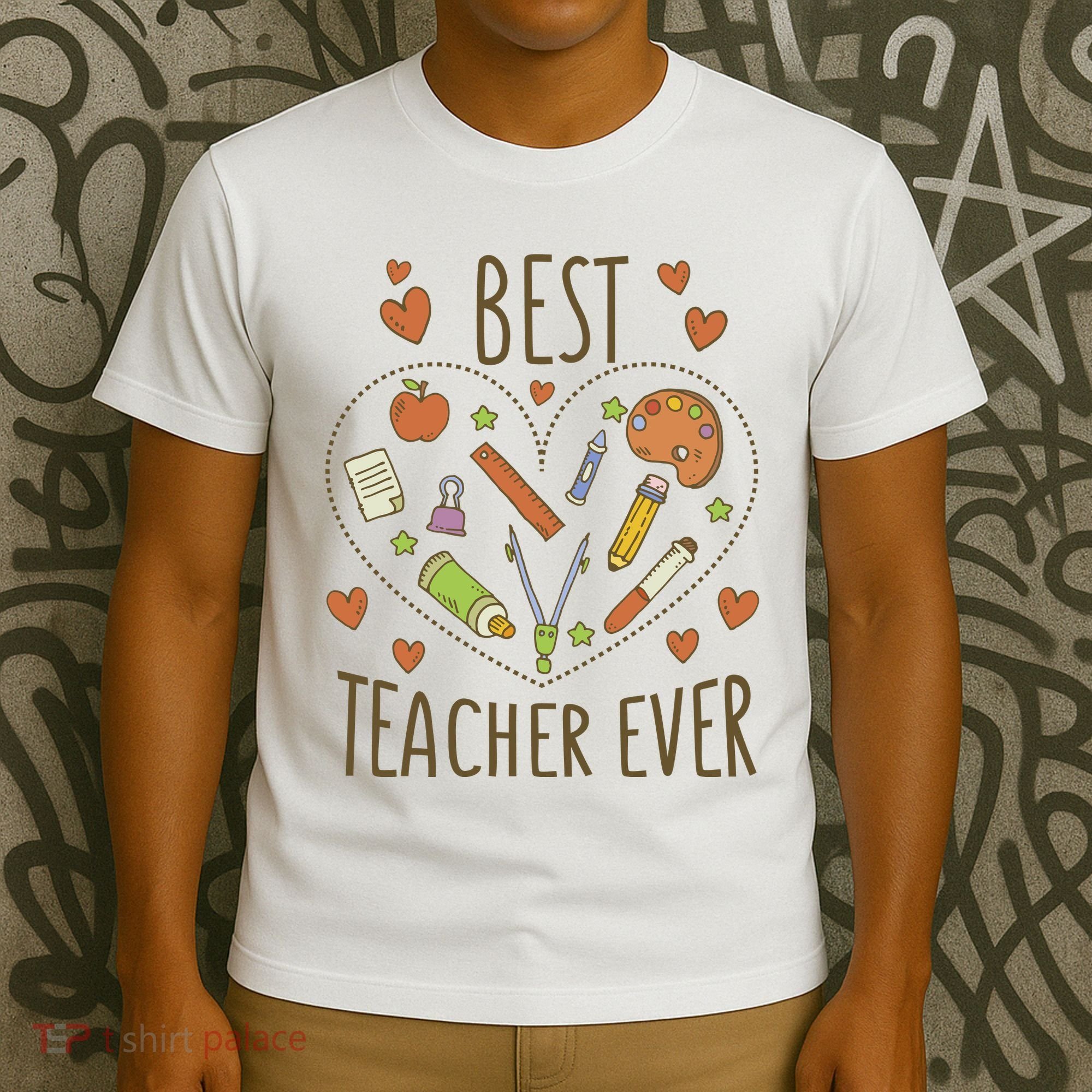 Best Teacher Ever Heart Gift T-Shirt
