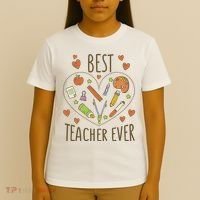 Best Teacher Ever Heart Gift T-Shirt thumb 4