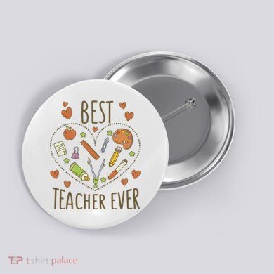 Best Teacher Ever Heart Gift Button