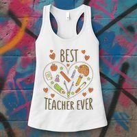 Best Teacher Ever Heart Gift Women's Tank Top thumb 3