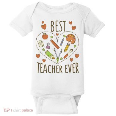Best Teacher Ever Heart Gift Baby Bodysuit