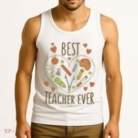 Best Teacher Ever Heart Gift Tank Top thumb 3