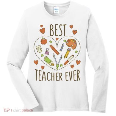 Best Teacher Ever Heart Gift Women's Long Sleeve Shirt