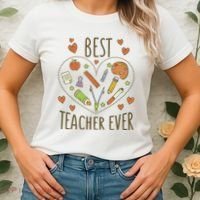 Best Teacher Ever Heart Gift Women's T-Shirt thumb 2
