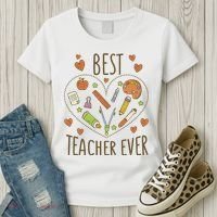 Best Teacher Ever Heart Gift Women's T-Shirt thumb 3