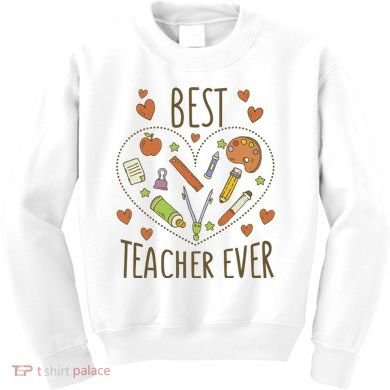 Best Teacher Ever Heart Gift Kids Sweatshirt