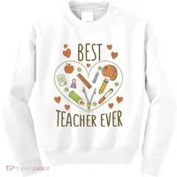 Best Teacher Ever Heart Gift Kids Sweatshirt thumb 0