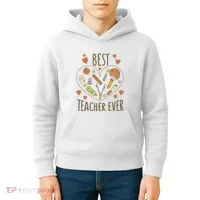 Best Teacher Ever Heart Gift Kids Hoodie thumb 4