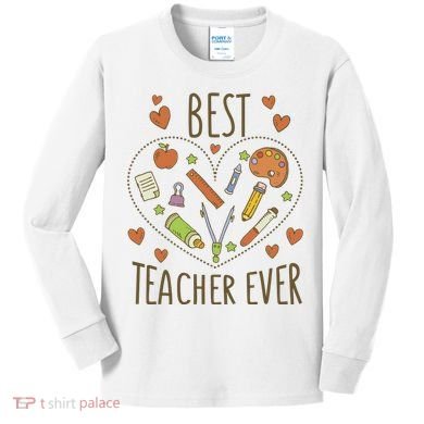 Best Teacher Ever Heart Gift Kids Long Sleeve Shirt