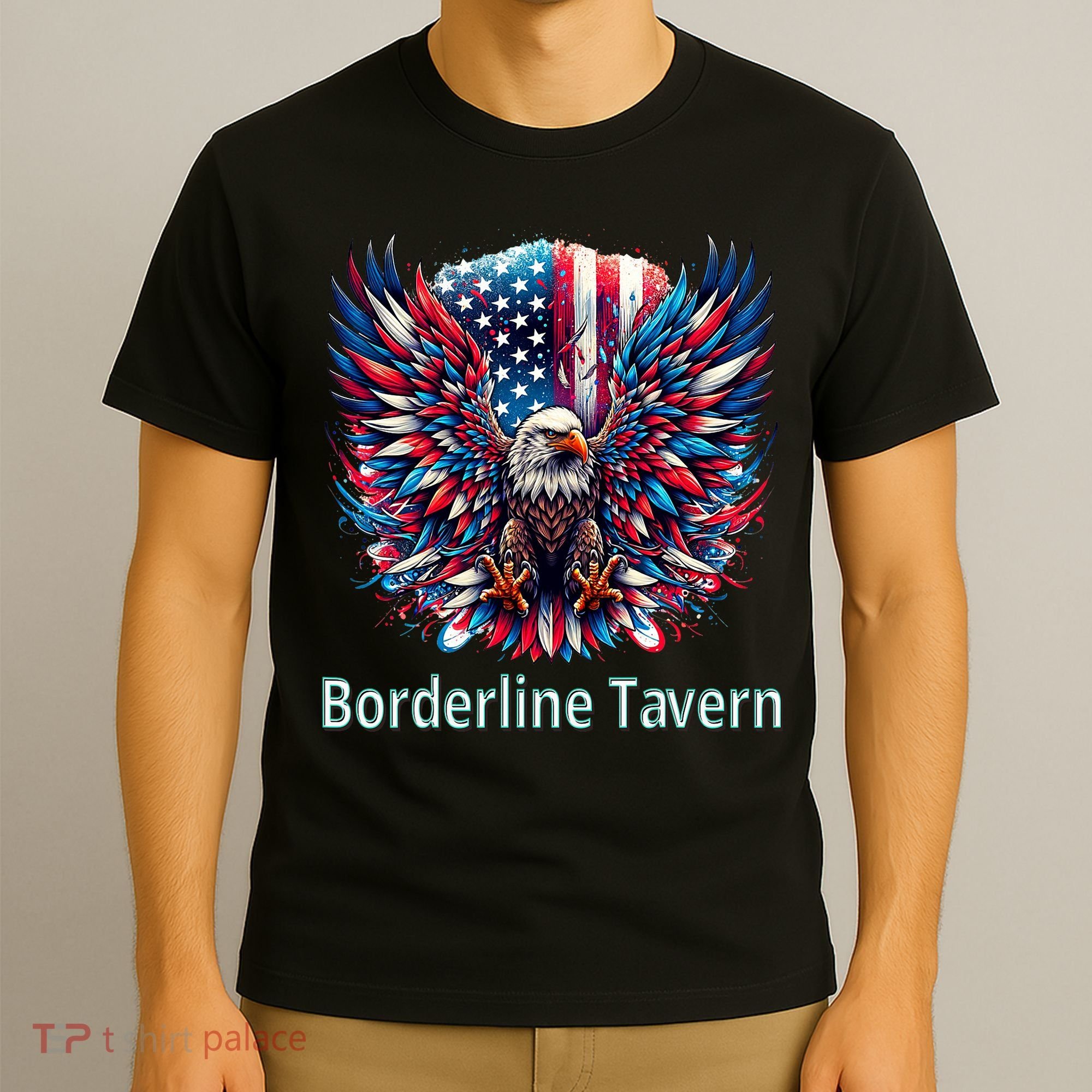Borderline Tavern Eagle American Flag 4th Of July  T-Shirt