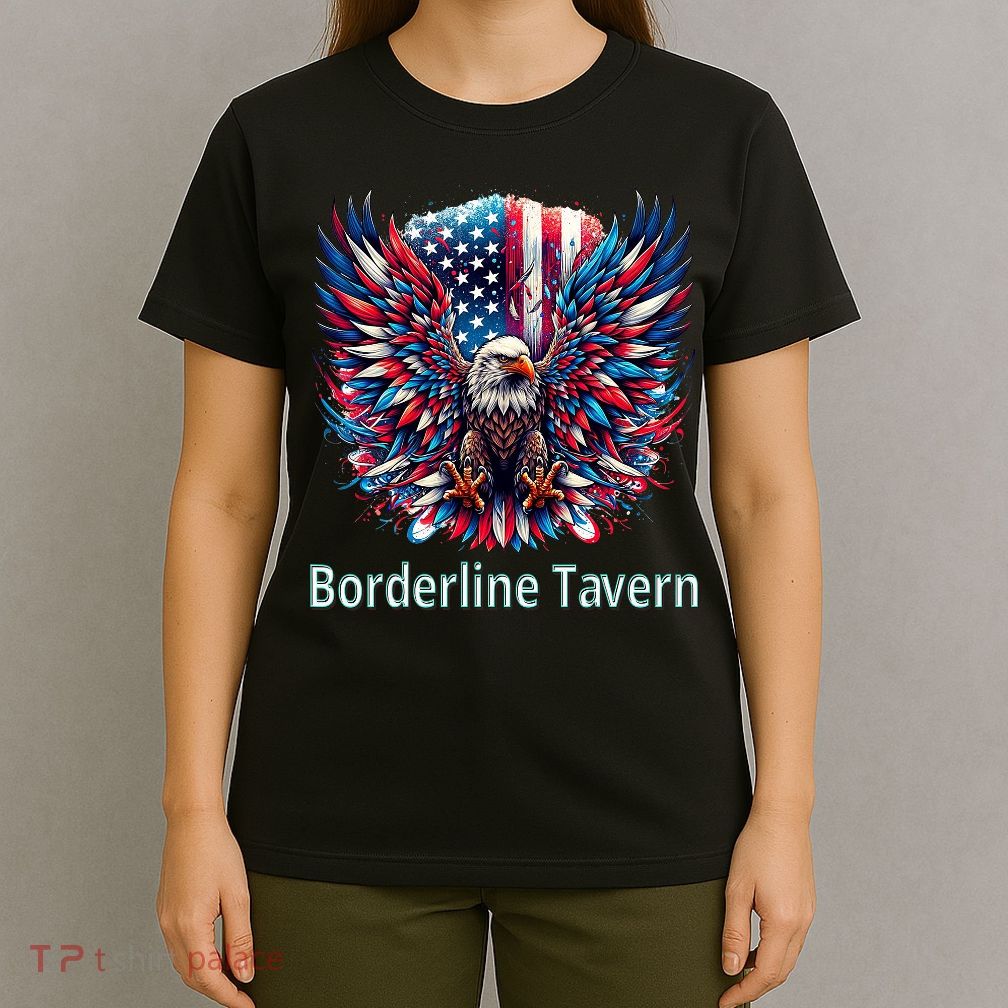 Borderline Tavern Eagle American Flag 4th Of July  T-Shirt