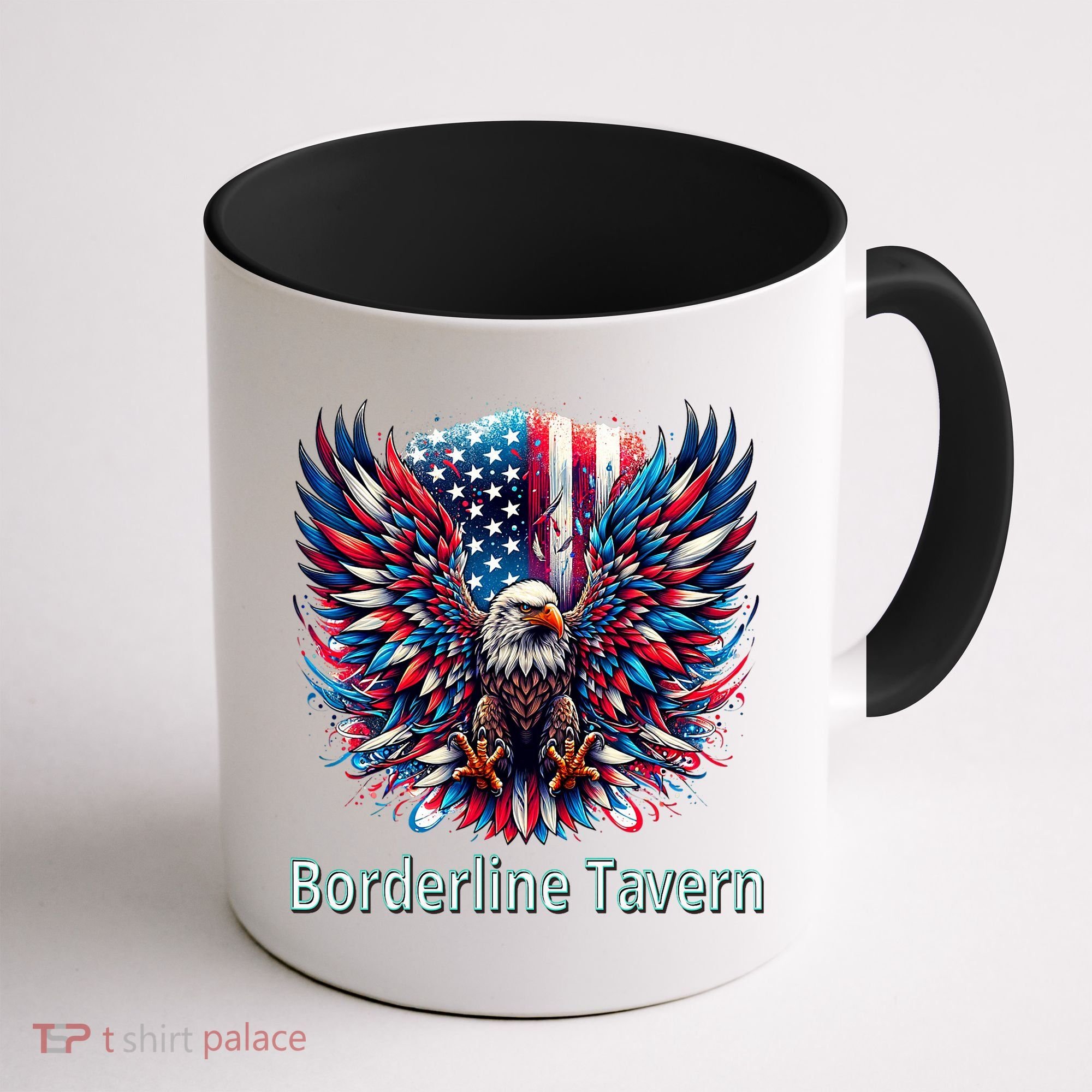 Borderline Tavern Eagle American Flag 4th Of July  Coffee Mug