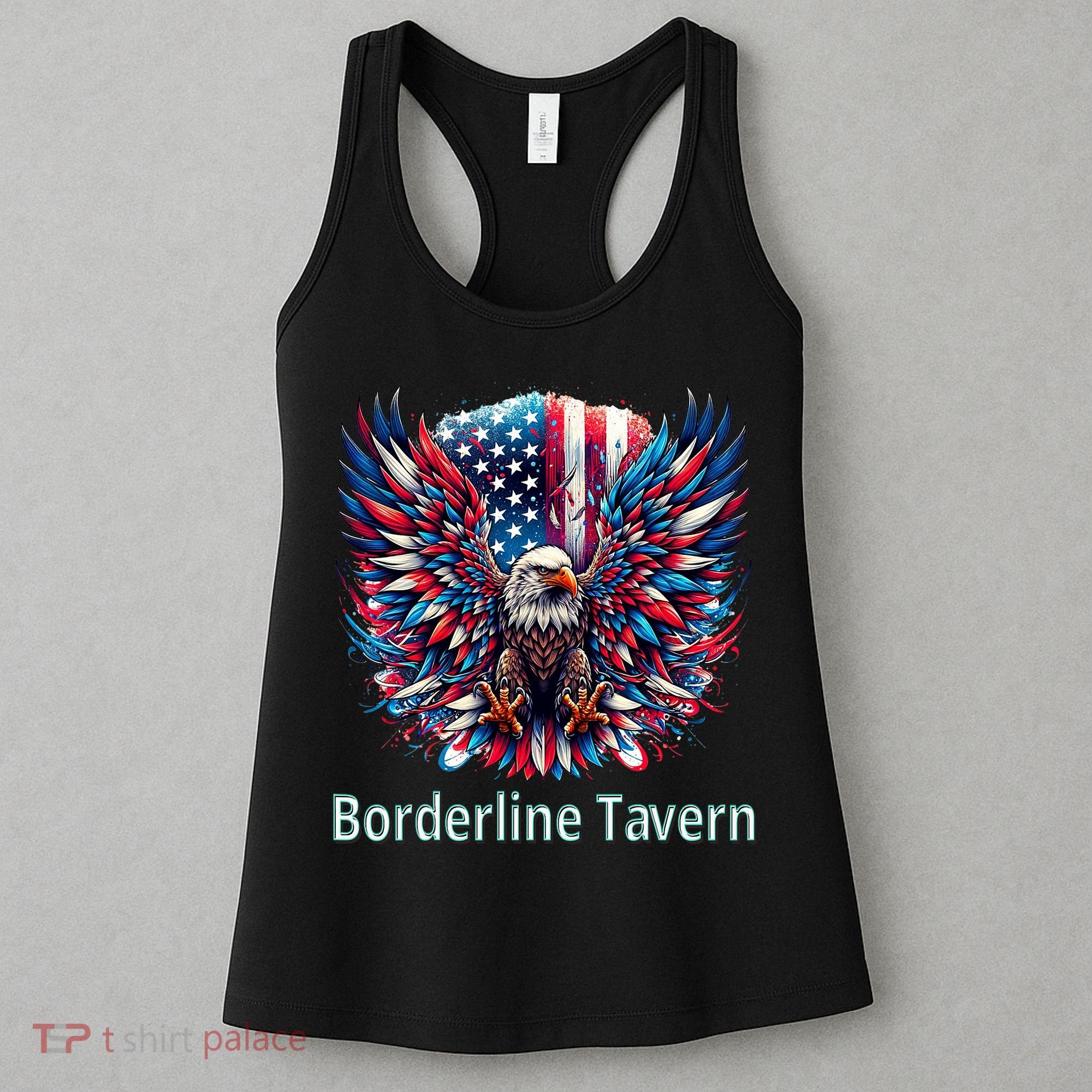 Borderline Tavern Eagle American Flag 4th Of July  Women's Tank Top