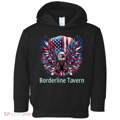 Borderline Tavern Eagle American Flag 4th Of July  Toddler Hoodie
