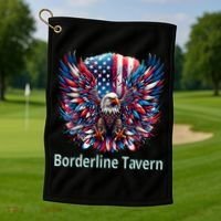 Borderline Tavern Eagle American Flag 4th Of July  Golf Towel thumb 1