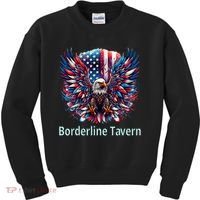Borderline Tavern Eagle American Flag 4th Of July  Kids Sweatshirt thumb 0