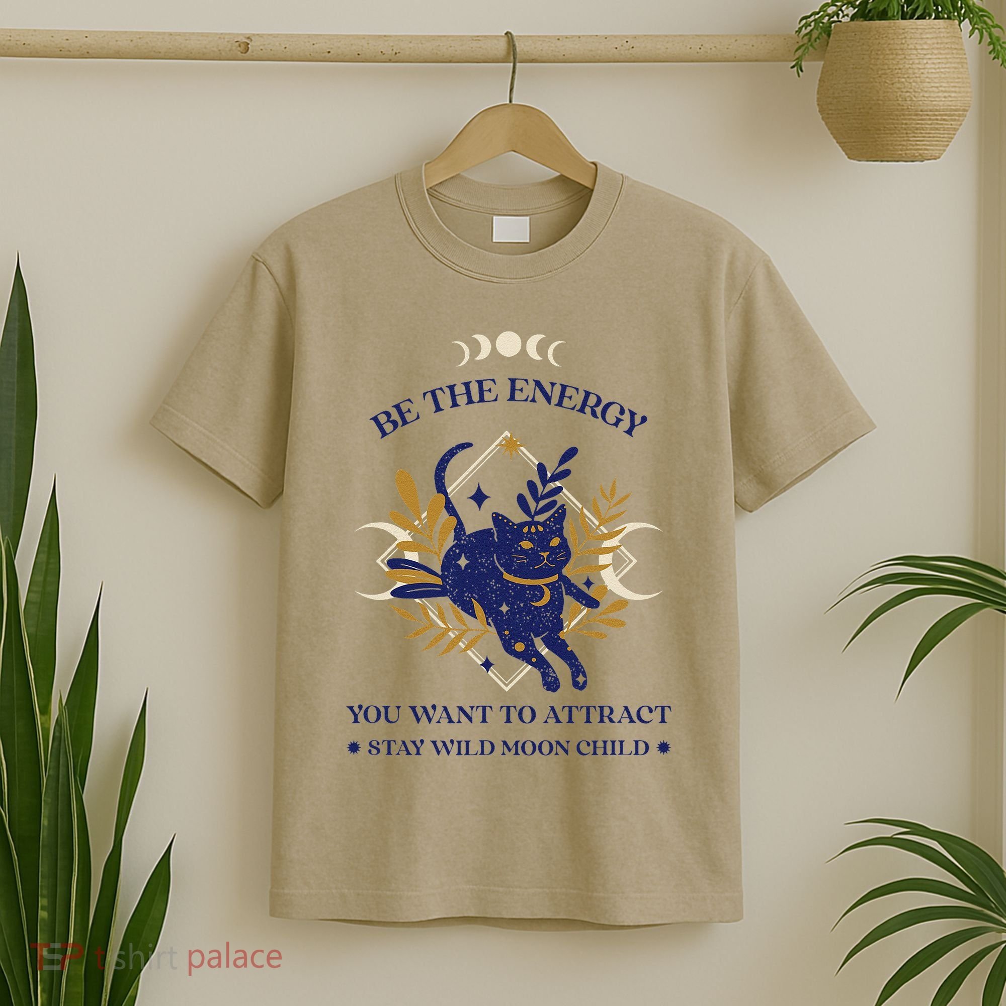 Be The Energy You Want To Attract - Moon Child - Cat T-Shirt