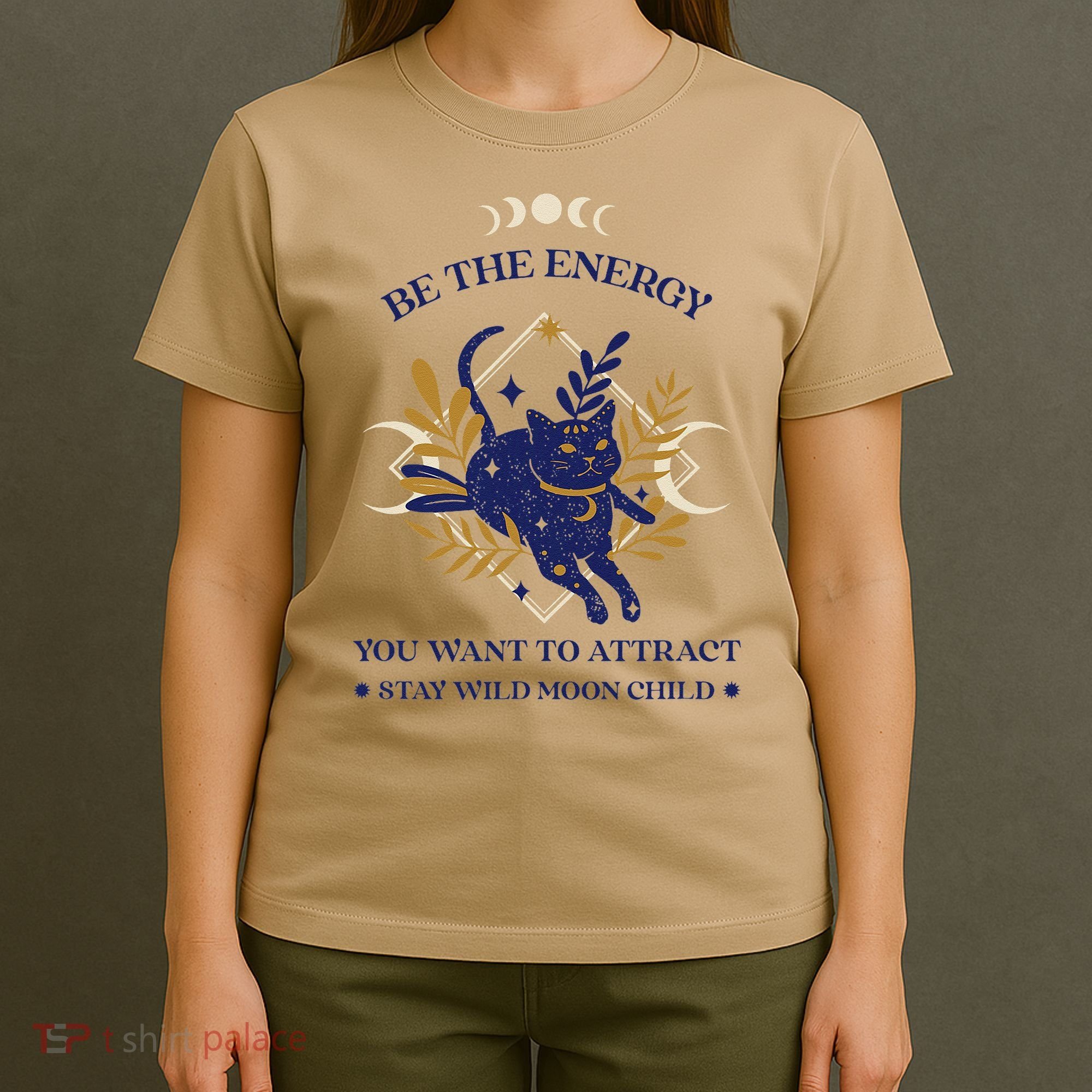 Be The Energy You Want To Attract - Moon Child - Cat T-Shirt