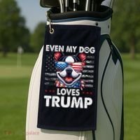 Boston Terrier Even My Dog Loves Trump Funny Golf Towel thumb 2