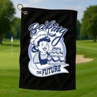 Baking The Future Retro Cartoon Golf Towel thumb 1