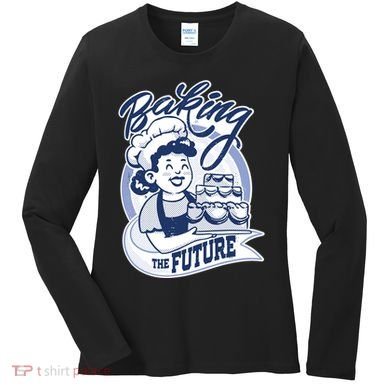 Baking The Future Retro Cartoon Women's Long Sleeve Shirt