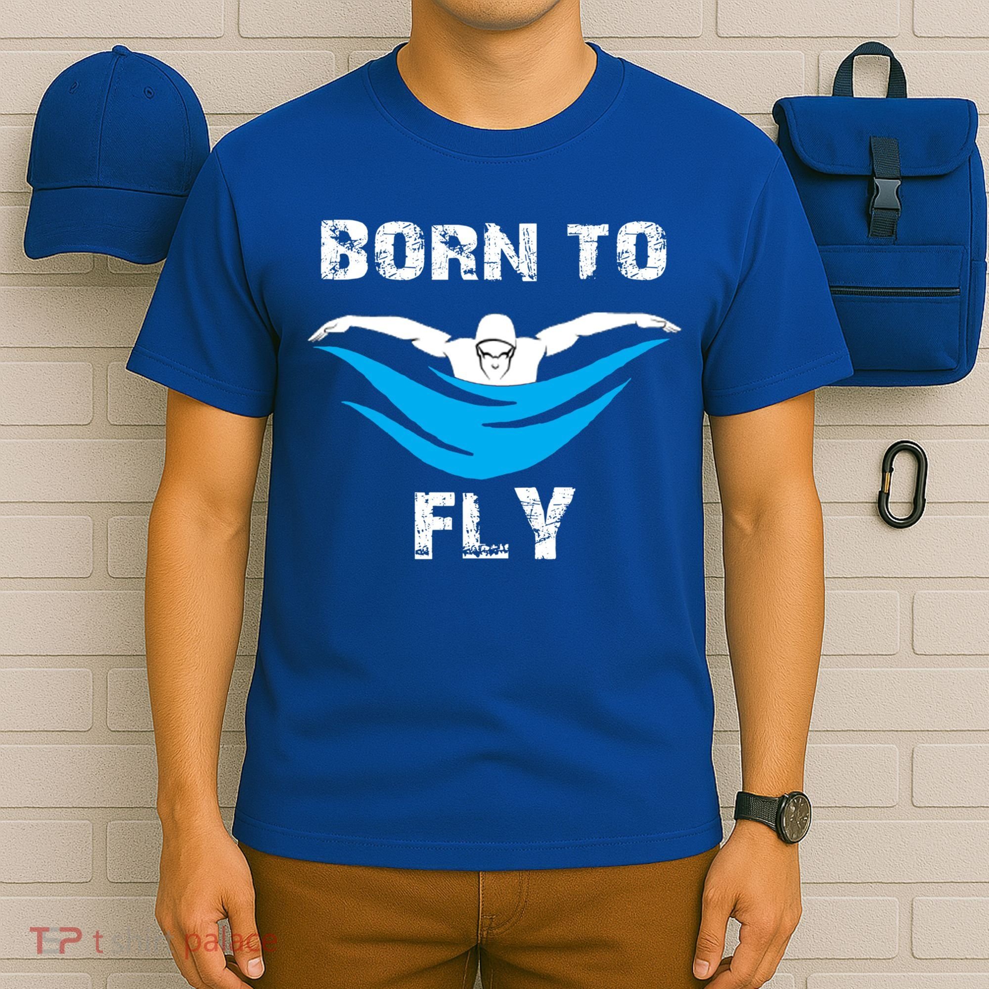 Born To Fly Butterfly Swimmers Swim Meet Gift T-Shirt