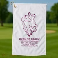 Born To Frolic World Is A Meadow Golf Towel thumb 1