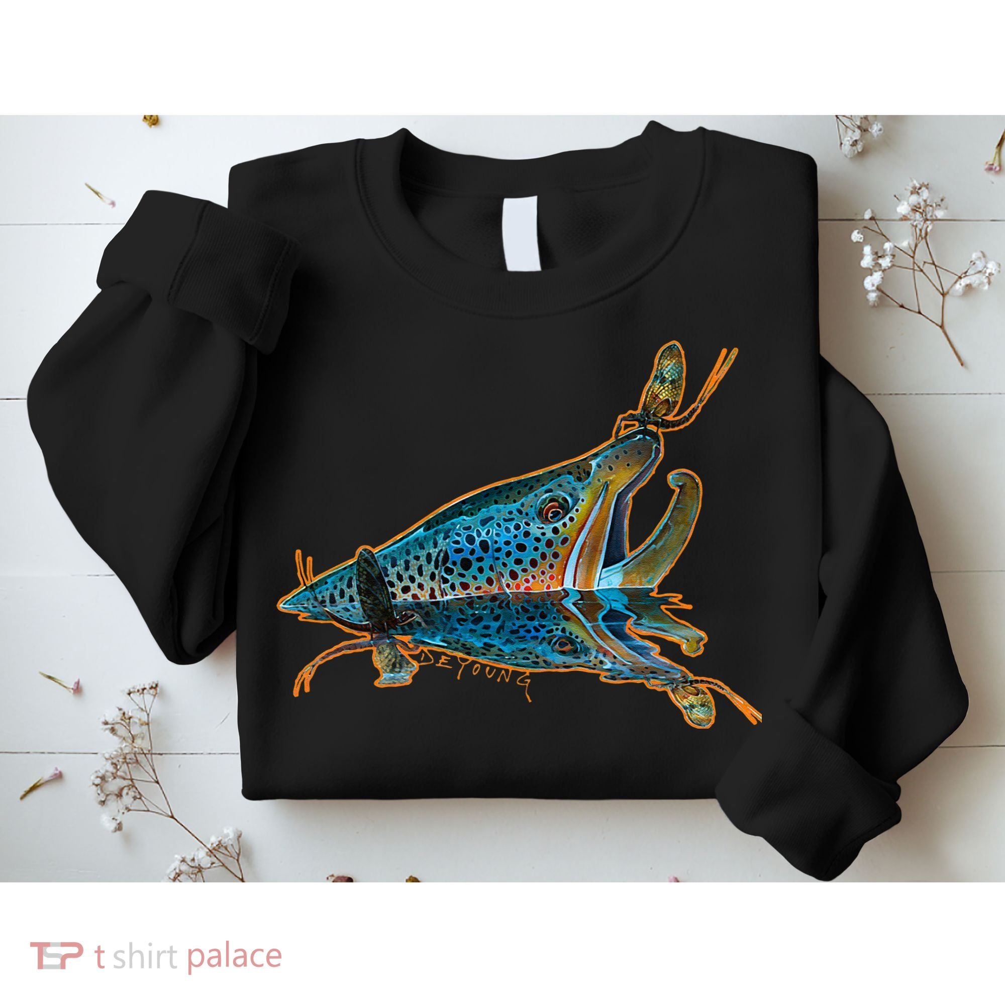 Brown Trout Fishing Emigrant Riser Fly Fishing Sweatshirt