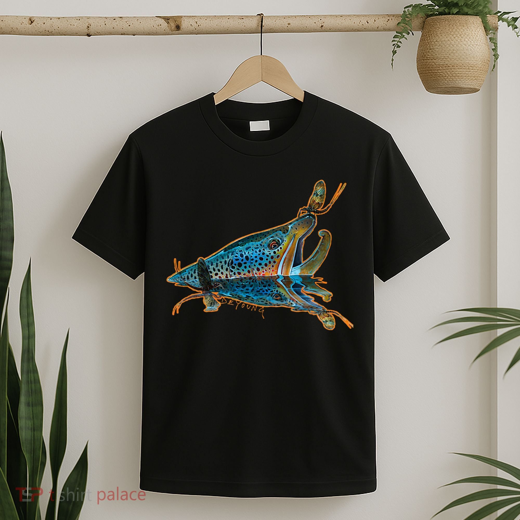 Brown Trout Fishing Emigrant Riser Fly Fishing T-Shirt