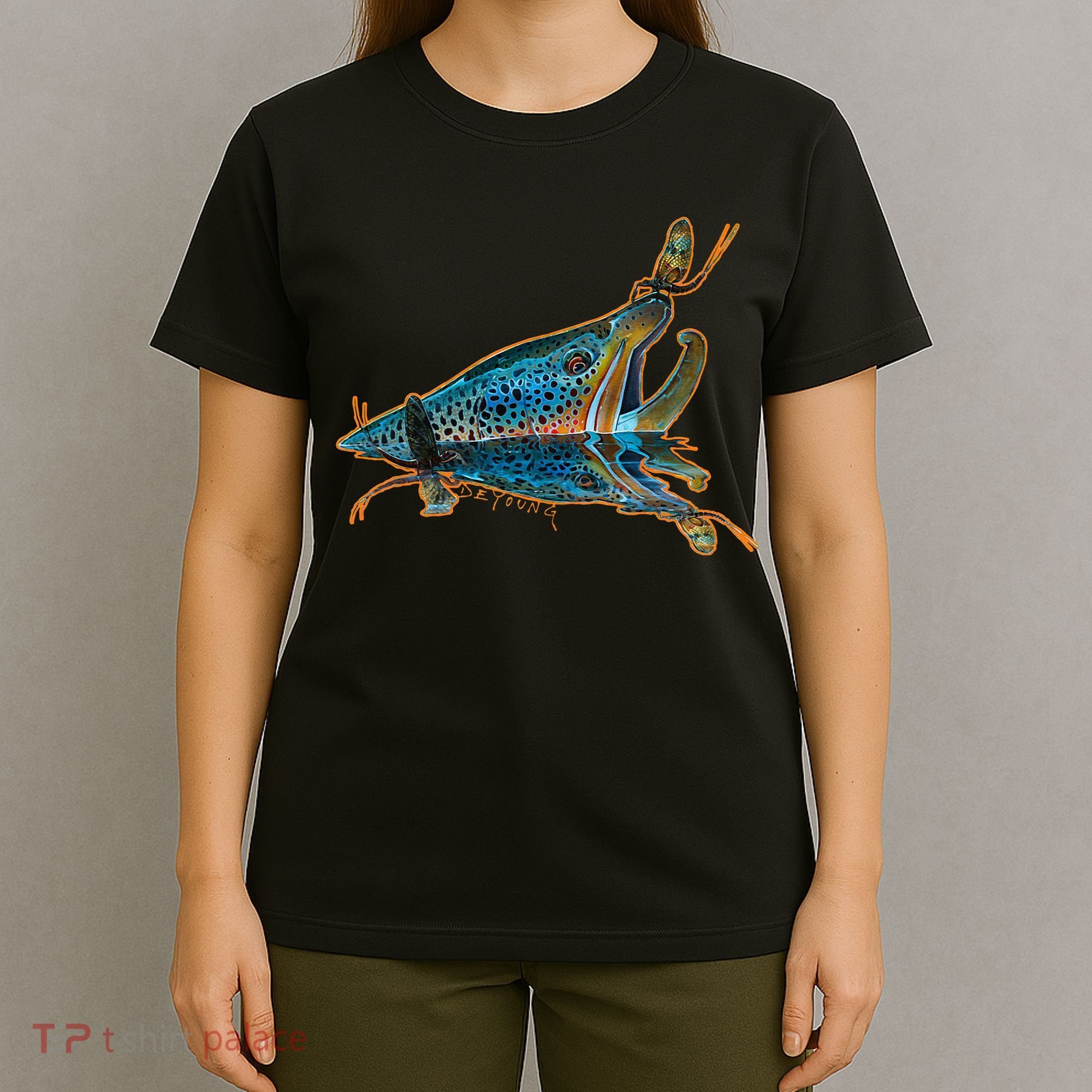 Brown Trout Fishing Emigrant Riser Fly Fishing T-Shirt